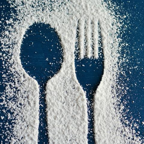 Cutlery imprint in sugar