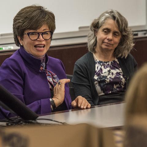 Valerie Jarrett speaks to Law students