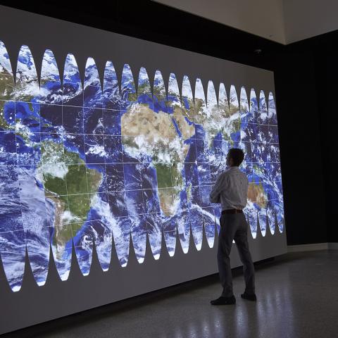 Man looks at exhibit