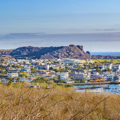 Aerial view of San Cristobal city, Galapagos