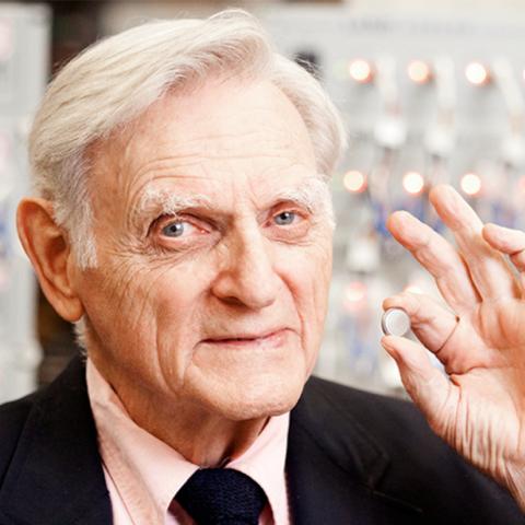 John Goodenough with battery